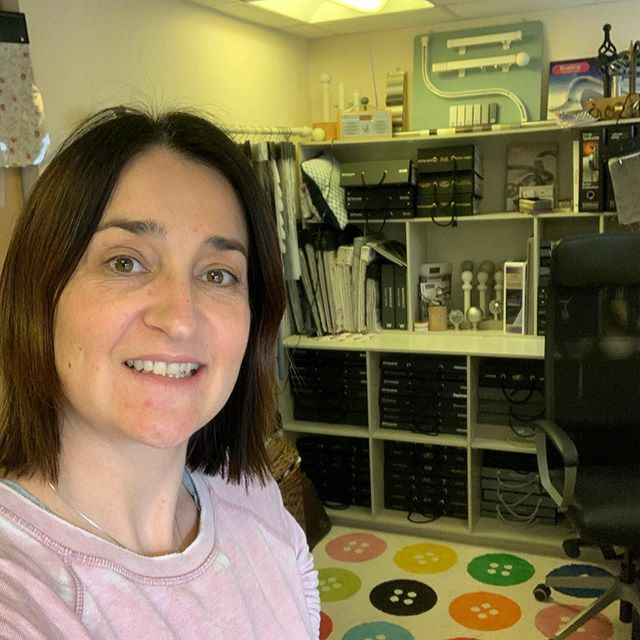 madebybeck's tweet photo. As it’s March and Meet the maker month I thought it was time to say hello 👋 to you all! I’m Beck and I run my sewing business from South Lincolnshire! This is me in my workroom. I’m 45 years old, married and have two children aged 13 and 10! I’m an i… https://t.co/WV77F9vwds https://t.co/KTq4aAKCt2