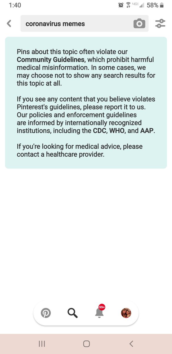 I was trying to look up #coronavirus memes on pinterest. We are being censored LOL! #FreedomOfSpeech