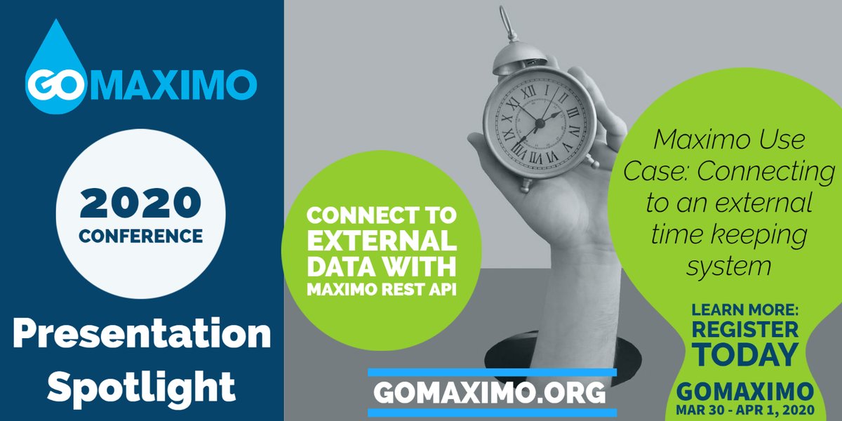 GOMaximo1's tweet photo. #GOMaximo Presentation Spotlight: Interfacing Data from external system to using REST API for #Maximo
March 30-April 1, 2020 www. https://t.co/jmO9pxe5jx
#IBMMaximo #GasAndOil #Energy #HSE #HSEConference https://t.co/e9iDuaxtSw