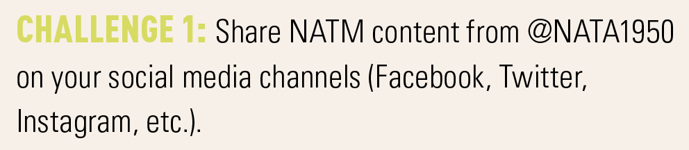 auksatc's tweet image. The #NATM2020challenge highlights 10 things every AT, in every setting, can do to take action during #NATM2020. Share this post and you can check challenge #1 off the list. See the full checklist and get started with the rest today! …