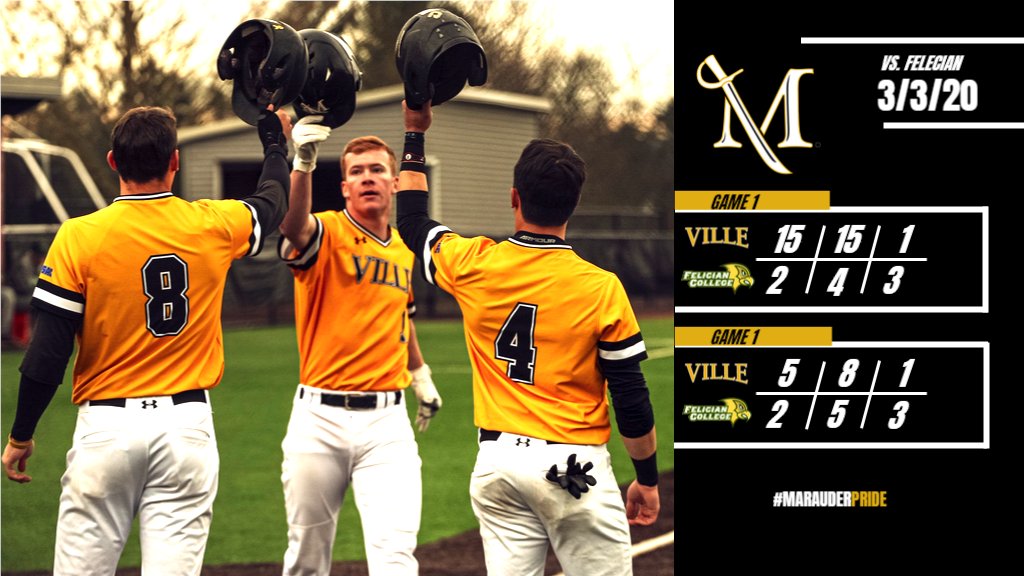 SWEEP! #10 Millersville takes two from Felician and are now 12-3. #MarauderPride