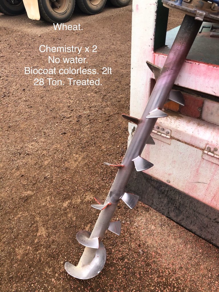 blake_tennyson's tweet photo. Biocoat colorless, keeping equipment clean & reducing dust. Products x2 , Biocoat colorless 2lt. No water.
28 ton of wheat treated. ✅ https://t.co/zOWNuDNlLd