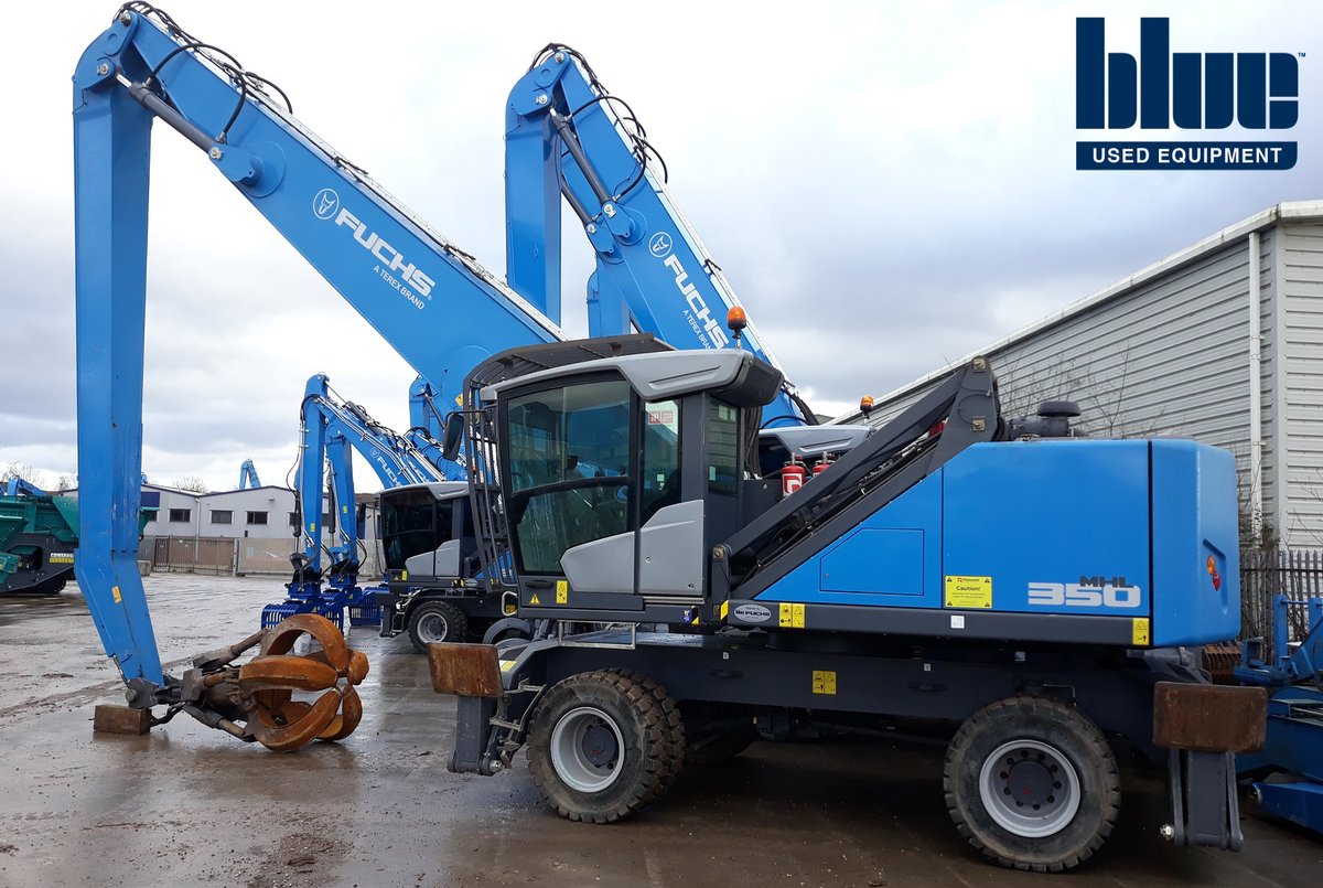 blue_machinery's tweet photo. Check out this 2018 #TerexFuchs MHL350 #MaterialHandler with a classy and comfortable cab! 

Easy to operate, fuel efficient, fast &amp; extremely manoeuvrable with a reach of up to 16 meters &amp; operating weight of up to 40 tonnes. 

Call Tony Weir 📞 +44 7748 677 274 #BlueUsed https://t.co/mwK50WflIZ