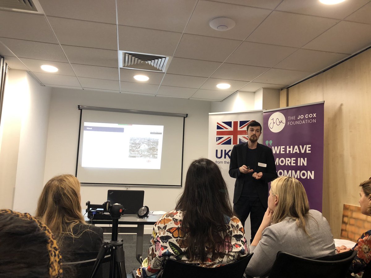 integrity_UK's tweet photo. Great to present our #Iraq-based civil society programme - The Synergy Hub - to the @JoCoxFoundation today and for hearing about the work done by other grantees in conflict-afflicted regions. 

+ thank you to @womenforwomenuk for hosting such a great event. 

#JoCox #MoreInCommon https://t.co/cmziwzysTR