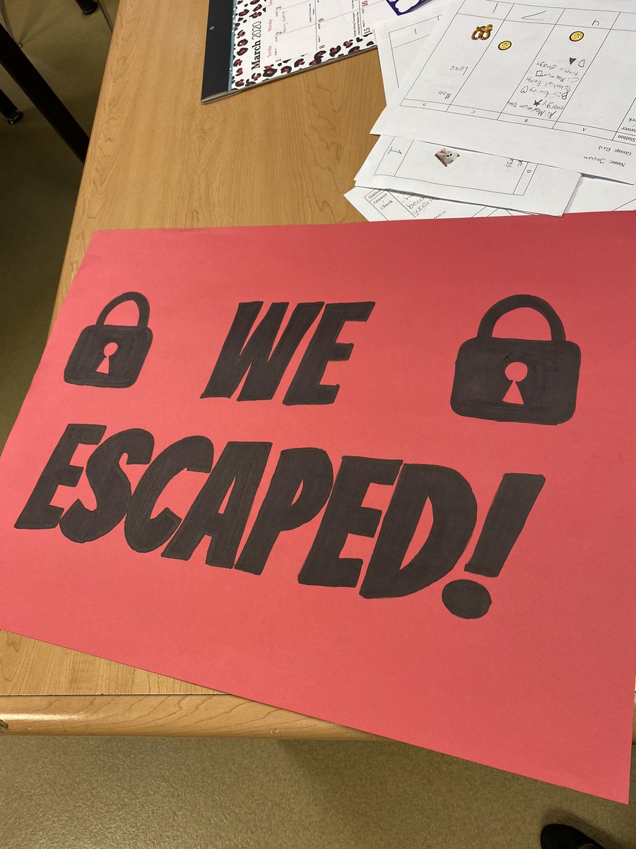MsMilnerMath's tweet photo. Escape the room review success! This is by far my favorite activity to do. So much work up front to get it going but so worth it in the end #success https://t.co/dB73hvokku