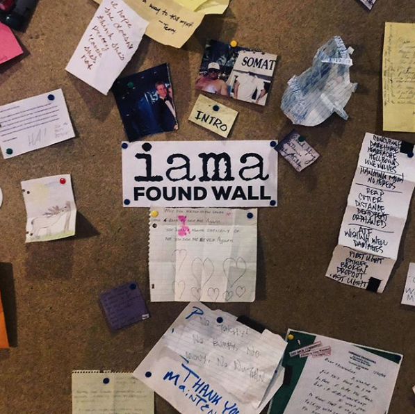We’ve got our very own found wall at the theatre! Come bring your finds and tack them up! We want to see ALLLLL the weird stuff. #IAMAFound 📝📖📄📜