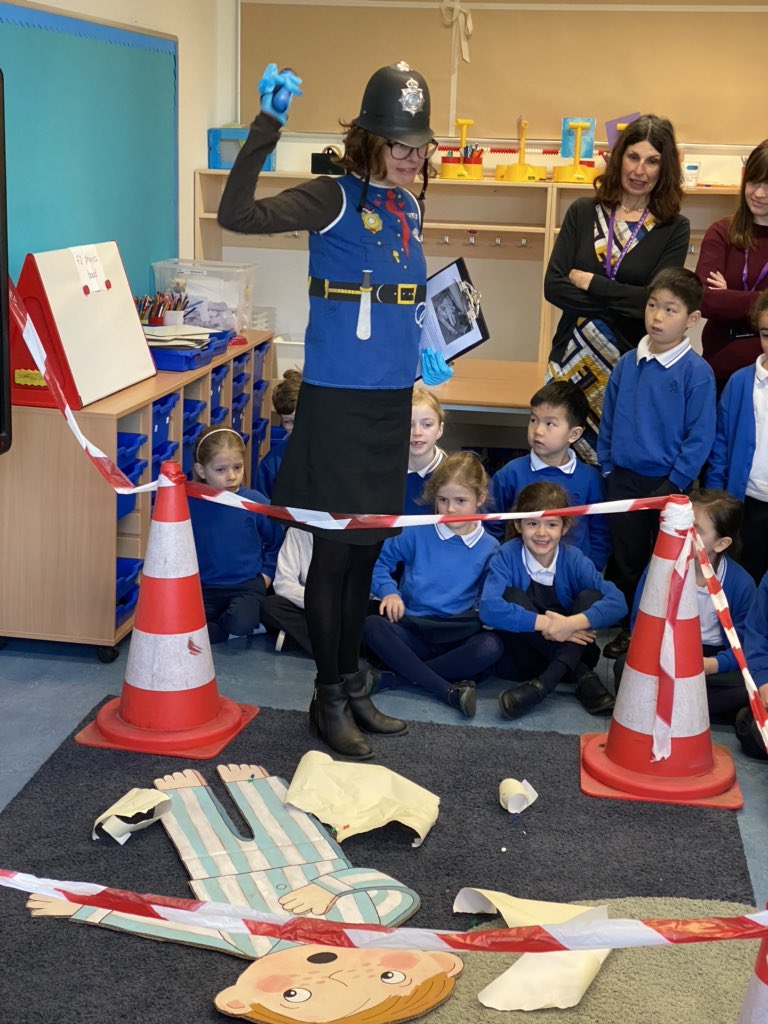 BSNJSV's tweet image. Well... what an unusual start to the day for #JSVY2. A crime scene was found in a classroom. What had happened to this poor flattened boy? Come to Year 2 to find out.