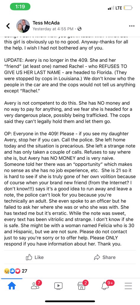 __Kaitt__'s tweet photo. My cousin is missing and we don’t know where she is. She has mental health issues and we think she was lured out. We think she may be somewhere in Florida. Please retweet this to get the word out!!!   #bringaveryhome https://t.co/Z4SNROAGz1