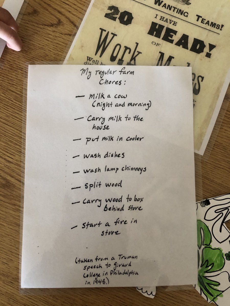 teachmestephens's tweet photo. Truman’s chores as a young lad... https://t.co/xF5mgZD5ap