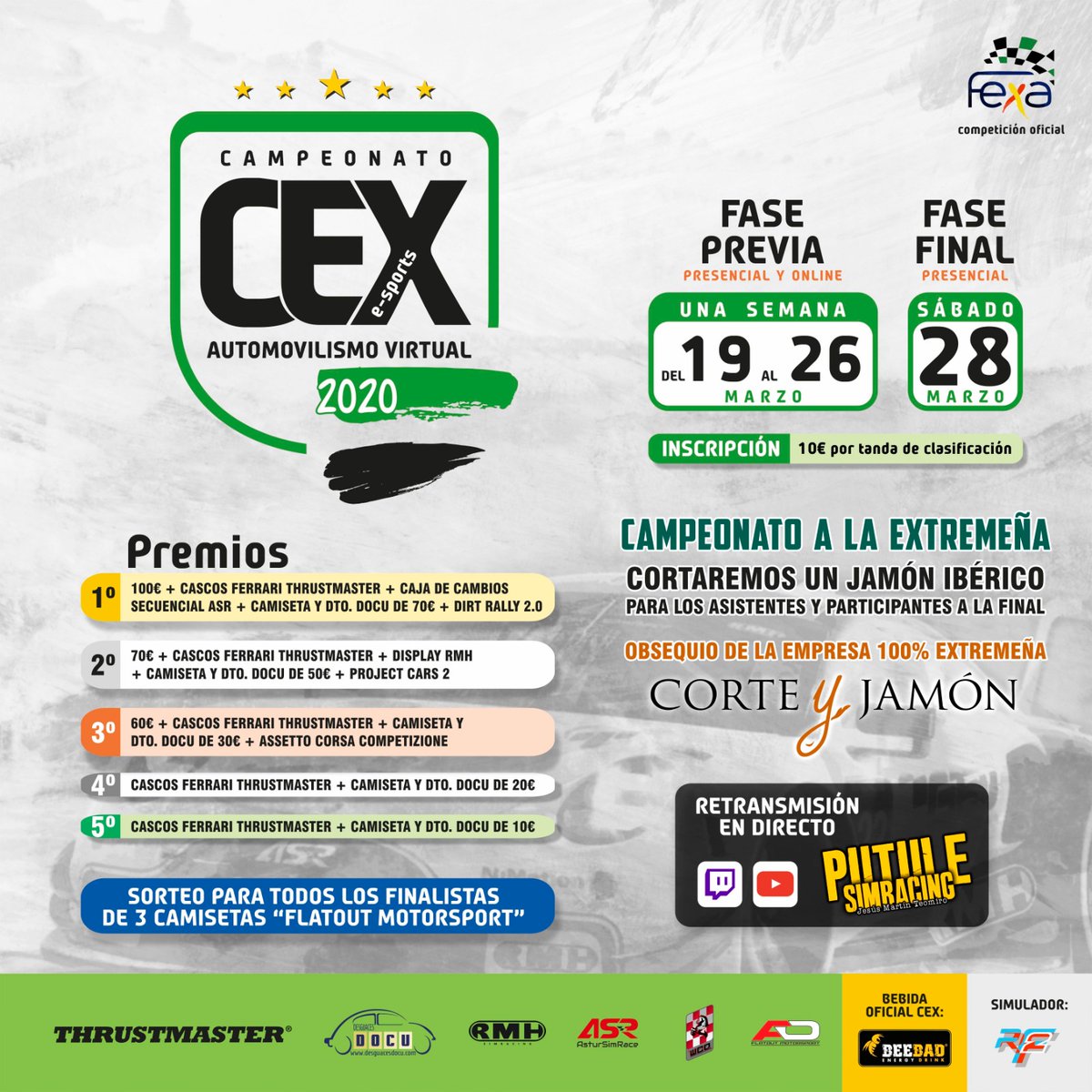GTCcaceres's tweet photo. ¿PREPARAD@? #CEX #simracing 2020 💚🖤💚, , prueba oficial de la @FEDEXTREMEAUTO. Te dejamos el cartel oficial. ⬇️

Pronto daremos más info sobre las distintas fases y formas de pago.

Contaremos con la retransmisión de @R70Putule e @Ignars2 y más sorpresas¡Qué ganas! https://t.co/MGxx3mNAzT