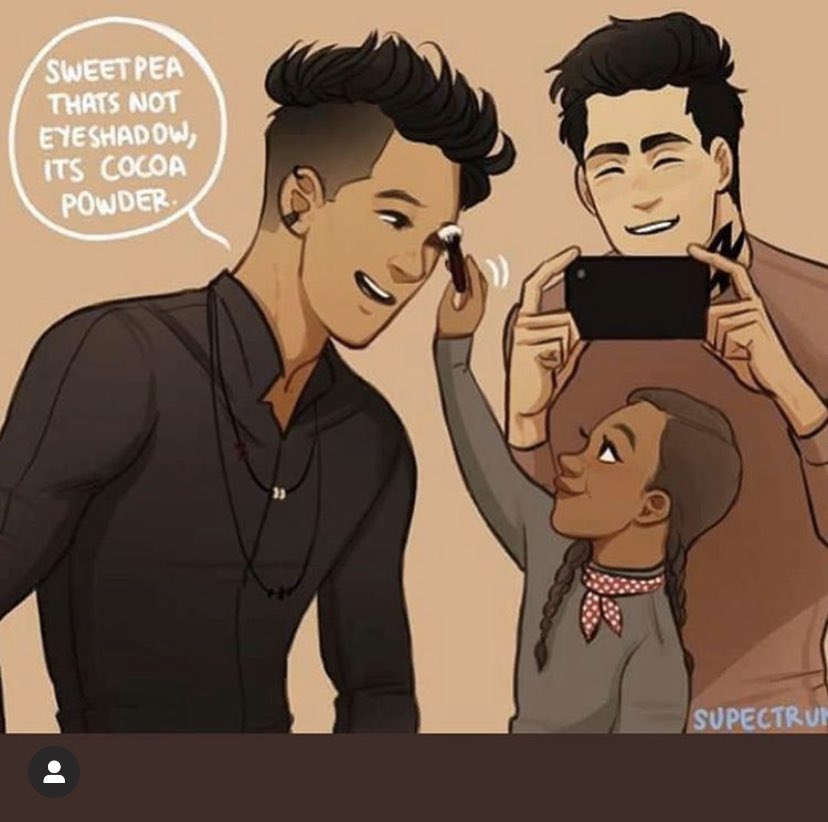 actress_ariana's tweet photo. “Sweet pea that’s not eyeshadow, its cocoa powder” art by @_JINKU_SU. Ahh Magnus it doesn’t matter, I just want to make you handsome says Madzie. #ariana #actress #actresslife #childactor #family #shadowhunters #madzie #malec #magnus #alec #sweetpea #sorceress #warlock https://t.co/fvJ9YpTu6f