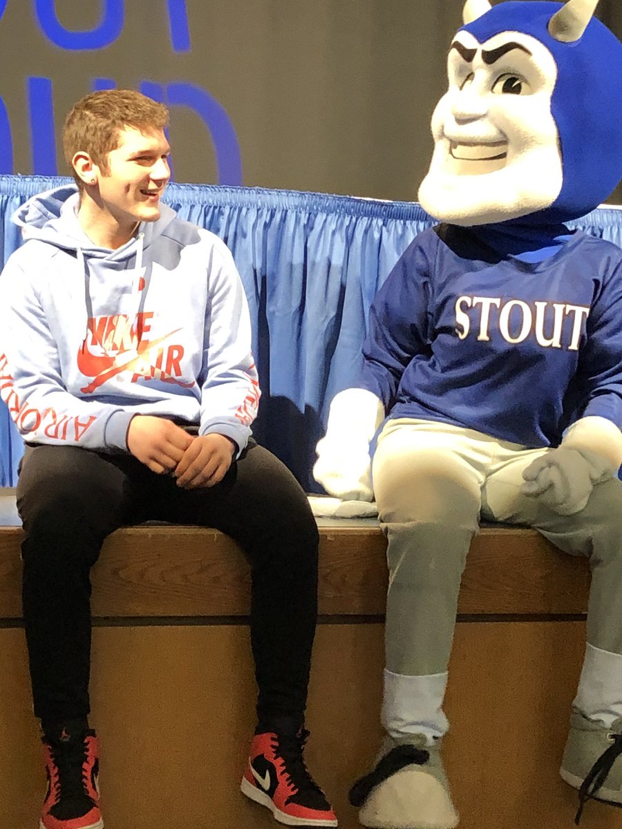 Josiah is not shy! Having fun at UW Stout!  #gocrickets