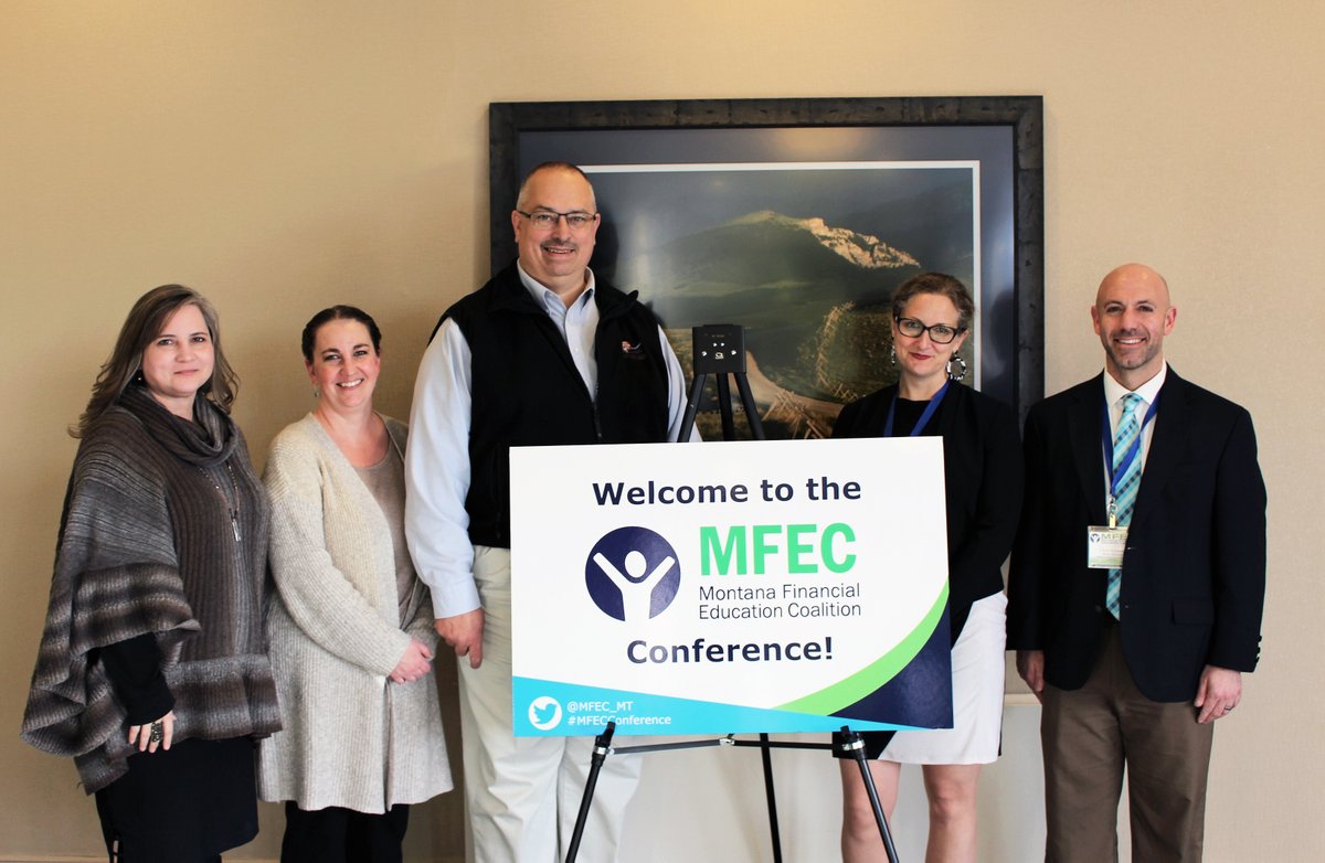 MFEC_MT's tweet photo. The MFEC welcomed Morningstar Economist and Author Sarah Newcomb (@finance_therapy) as the keynote speaker for its 2020 Financial Education Conference. Sarah is pictured here with the MFEC’s Executive Officers. #MFECConference https://t.co/VsH5TEdz6p