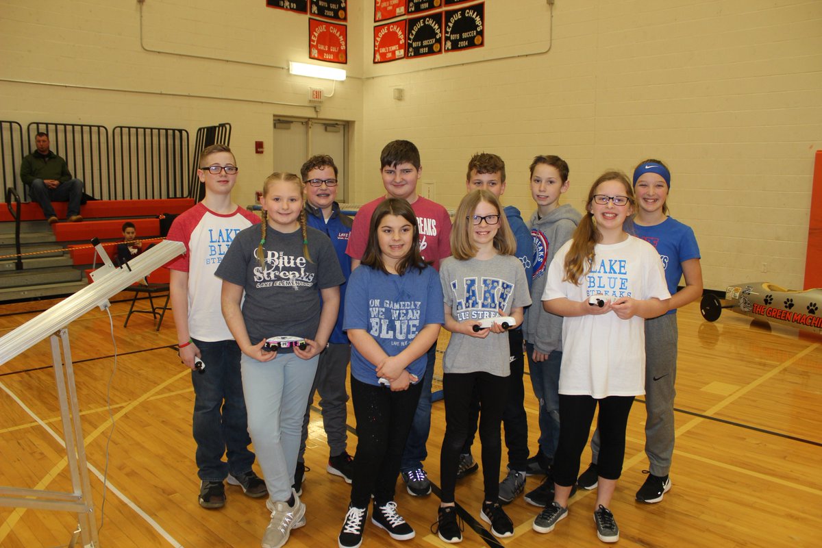 PrincipalBruner's tweet photo. Fifth graders at Lake Elementary took first place overall in the Mini-Derby Car Race against students from Green Intermediate School. Congratulations to our Mini-Derby team! #greatatlake https://t.co/utvoiiQ2hQ