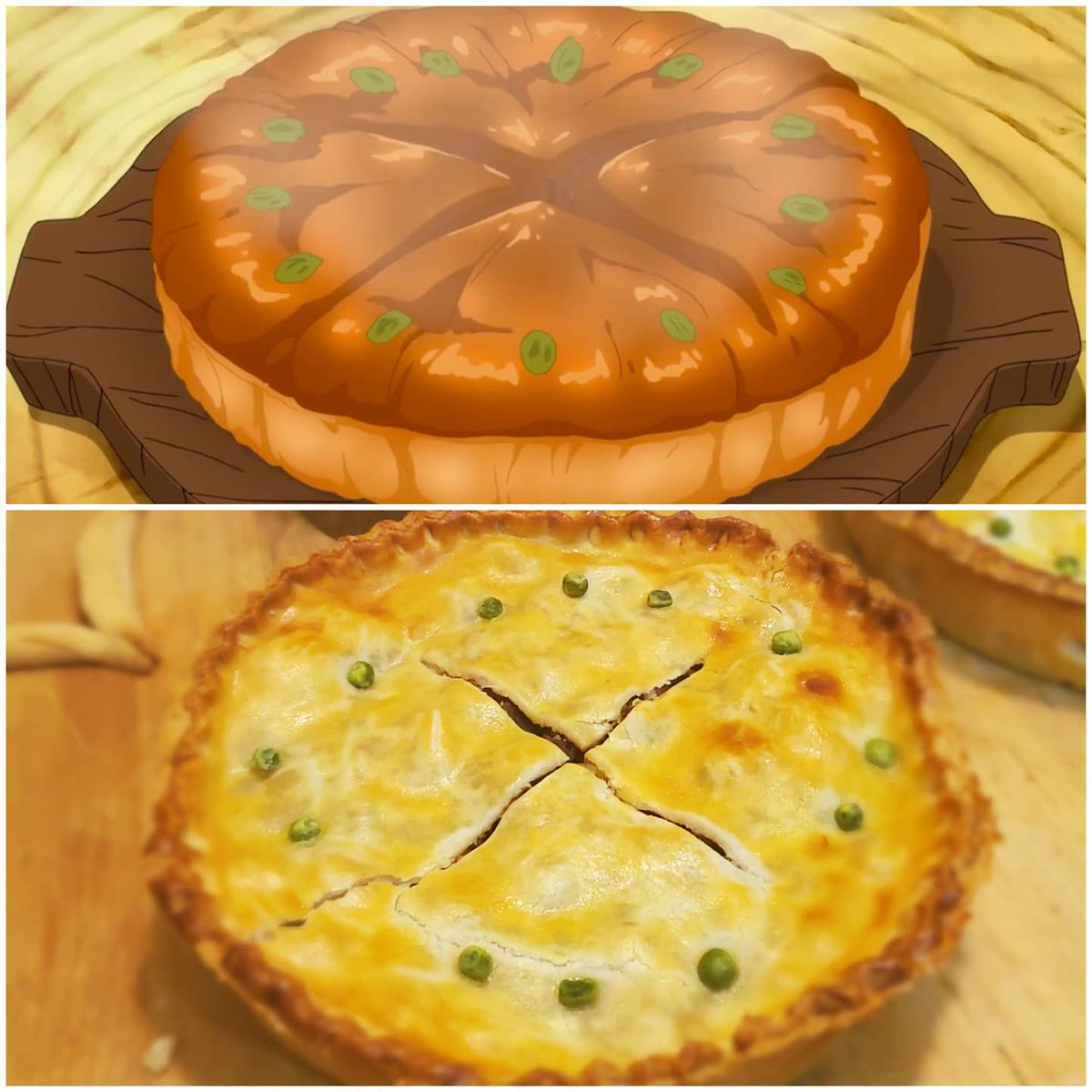 capt_leftovers's tweet photo. To celebrate global release of Grand Cross, @UBedhead and I made Meliodas's classic meat pie! It tasted surprisingly good 🤣 #TheSevenDeadlySinsGrandCross #grandx #TheSevenDeadlySins #boarhat https://t.co/o1Rrz2Aaxr