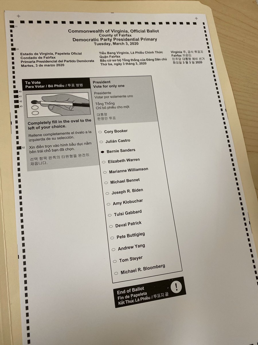 Jakie46's tweet photo. I haven’t felt this happy to vote for a candidate since March 2016 #VoteBernie #FeelTheBern #BernieForVA #NotMeUs #IVoted #Bernie2020 #VirginiaPrimary #sorryforallthehashtags https://t.co/hAM11tNElo