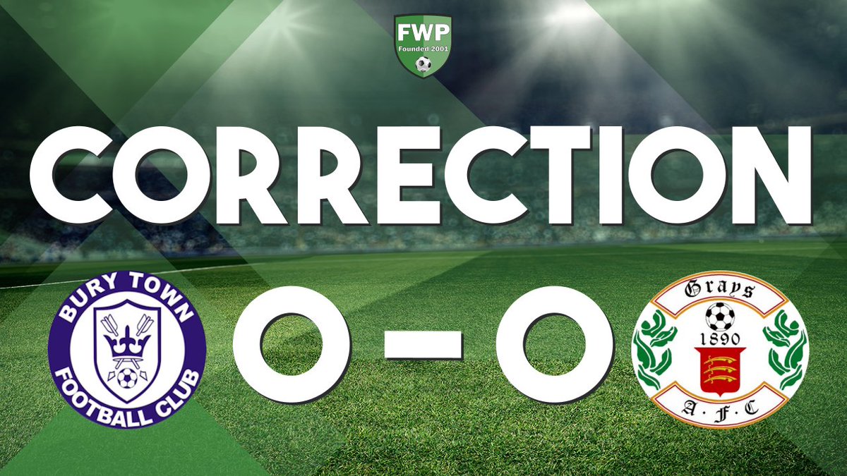 FWPBuryTown's tweet photo. CORRECTION: @FWPBuryTown 0-0 @FWPGraysAth https://t.co/a3wTmkEDCf https://t.co/ERySX6QvjR