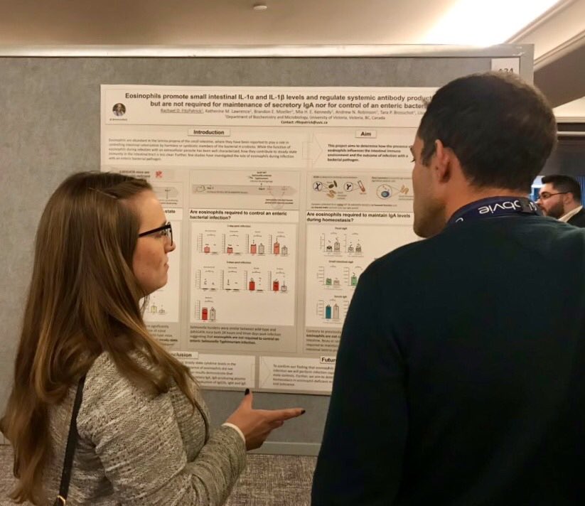 ReynoldsLabUVic's tweet photo. That’s a wrap for #CDDW2020 Our graduate students @ImmunoRach and @TaraBrosschot had the opportunity to present their research on #eosinophils and #coinfection at the research topics in GI disease session and their abstracts were selected as posters of distinction! https://t.co/xsCxjjPiC7