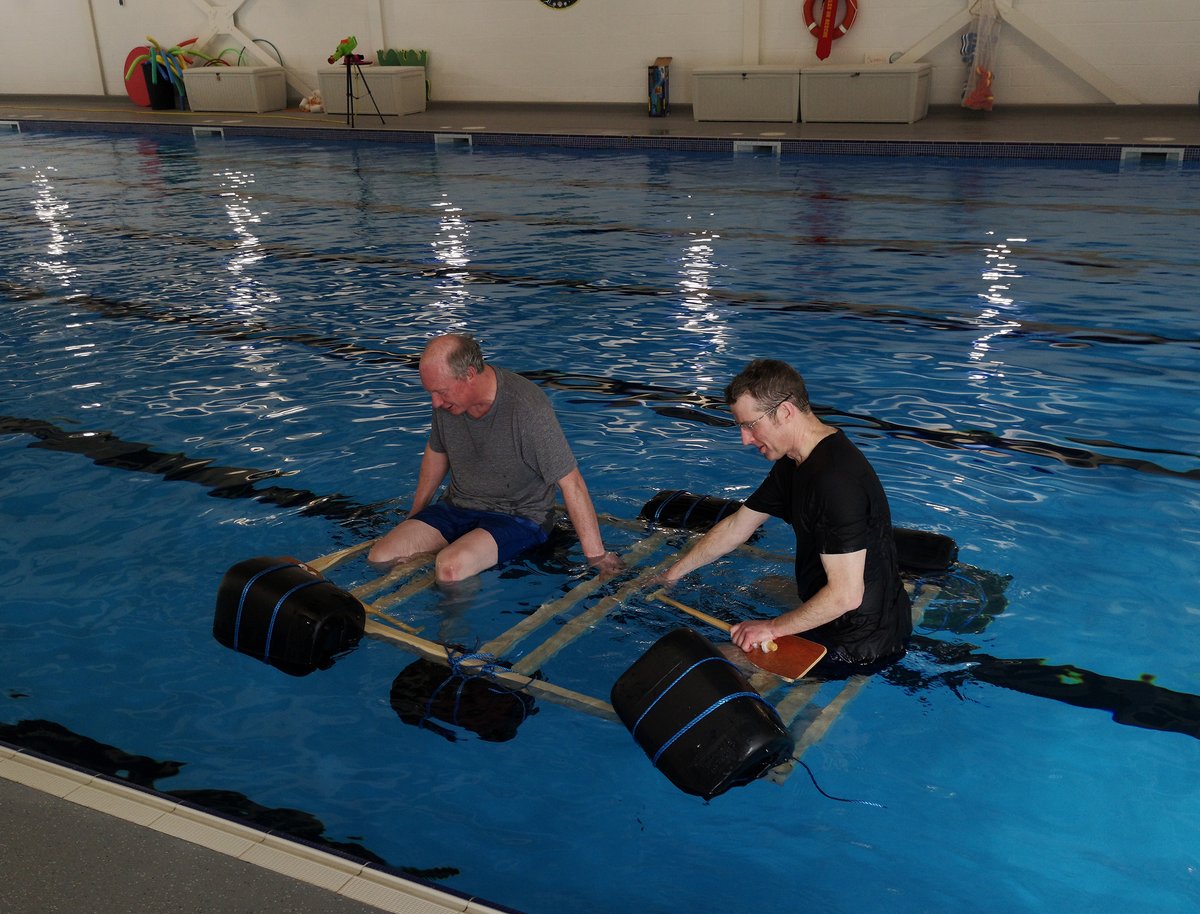 Sink or swim!? Mr Cradick and Mr Dobree-Carey spotted testing the raft for the forthcoming Year 6 D-Day Landings interdisciplinary event! How noble of them to submerge themselves before the pupils turn! All in a days work at TH!  #THSchInterdisciplinary