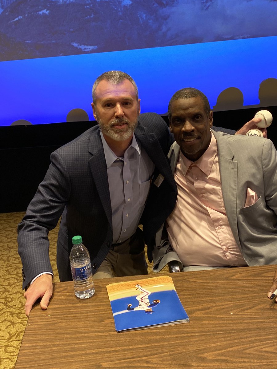 dougpickle's tweet photo. @DocGooden16 Wow.  What a joy to be able to listen to and meet Doc Gooden today.  One of my absolute favorite players of all time and such an inspiration to me and many others.  Would appreciate Doc giving a shout out to my @SWLA_Knights as they take the field tonight! https://t.co/FEoZf4Qnvf