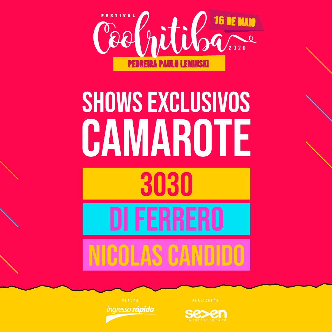 No Festival Coolritiba o palco do camarote vai ferver com os shows de 3030, Di Ferrero e Nícolas Cândido! 💥🔥
Para saber mais sobre o festival mais cool do Brasil acesse coolritiba.art.br

#issoécool #curitiba #coolritiba #festival #festivalcoolritiba