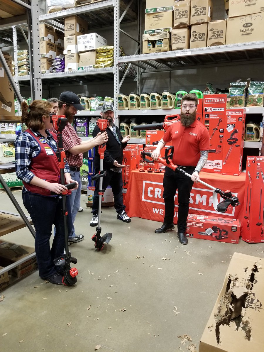 kechannells's tweet photo. Live demos with Craftsman! Tabitha is the answer guru at all our stations today, and even got to try out one of the Craftsman trimmers to see the quality! https://t.co/yHArSEwBip