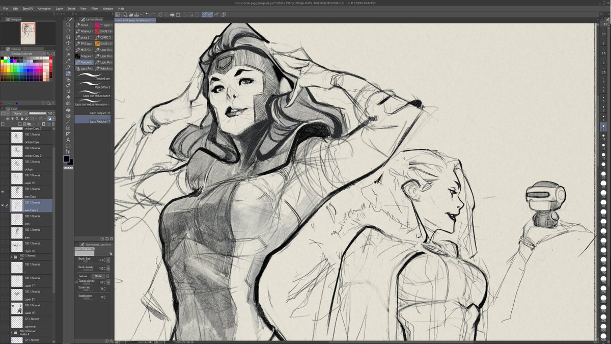 Warm up sketches before work. Jean and Emma 
#MARVEL #marvelcomics #fanart #ClipStudioPaint 