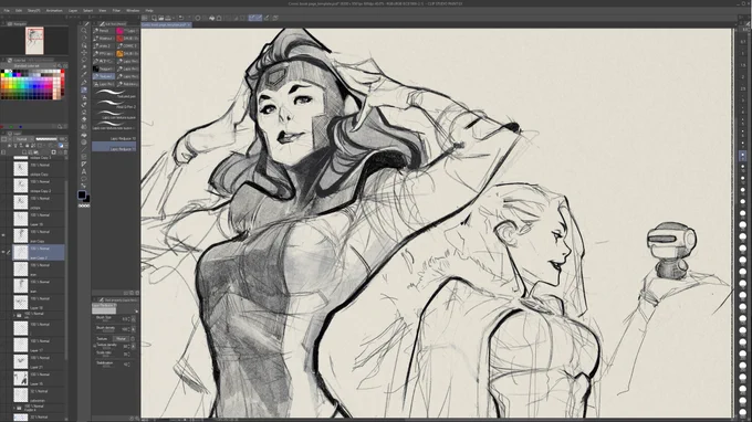 Warm up sketches before work. Jean and Emma 
#MARVEL #marvelcomics #fanart #ClipStudioPaint 