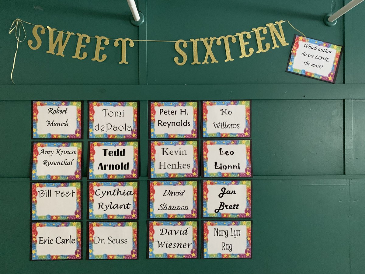 SkarinJo's tweet photo. Our version of March Madness at SCES. Who’s your favorite author? #SunapeeCentral https://t.co/aekc8LwRpO