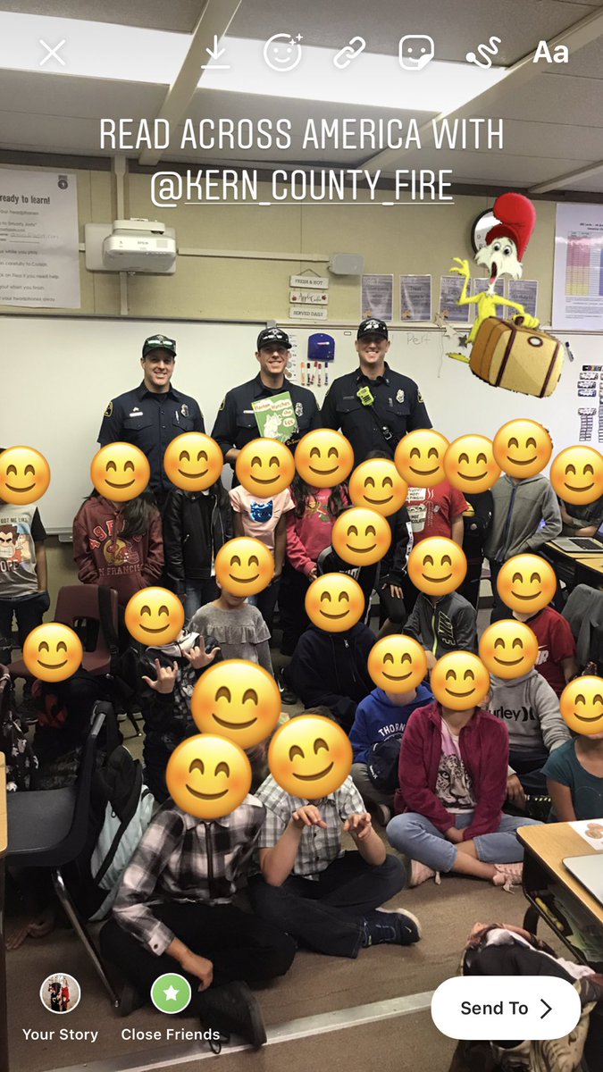 lo_fergie's tweet photo. Kern county fire reading Dr. Seuss to us during Read Across America ! Thank you for your service ! @kerncountyfire @ThornerThunder @Team_BCSD https://t.co/BGC5wgErbC