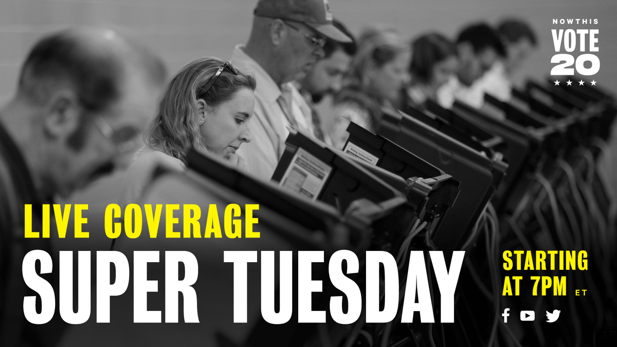 14 states and 1 territory are voting; 1,357 delegates are up for grabs — it's the biggest voting day of the entire primary. Tune in with us at 7pm ET for live coverage all night long: go.nowth.is/2VGUBT6