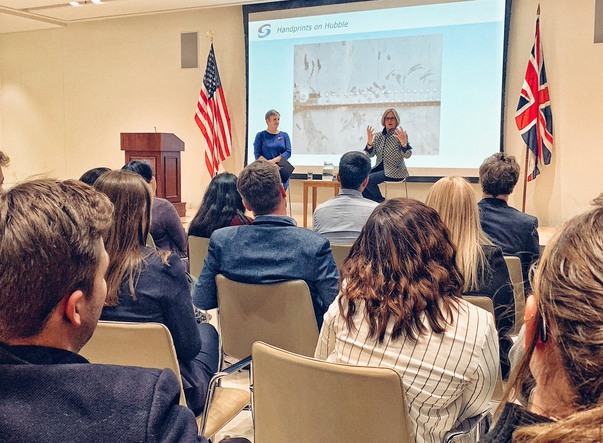 jemmacox's tweet photo. So inspiring listening to @NASA astronaut Dr Kathryn Sullivan with the amazing @ScienceNelson last night at the US Embassy 🌎🚀👩‍🚀  women are awesome 👊🏼#STEM #WomensHistoryMonth  #BeAnAstronaut #handprintsonhubble https://t.co/56tITNlKR7