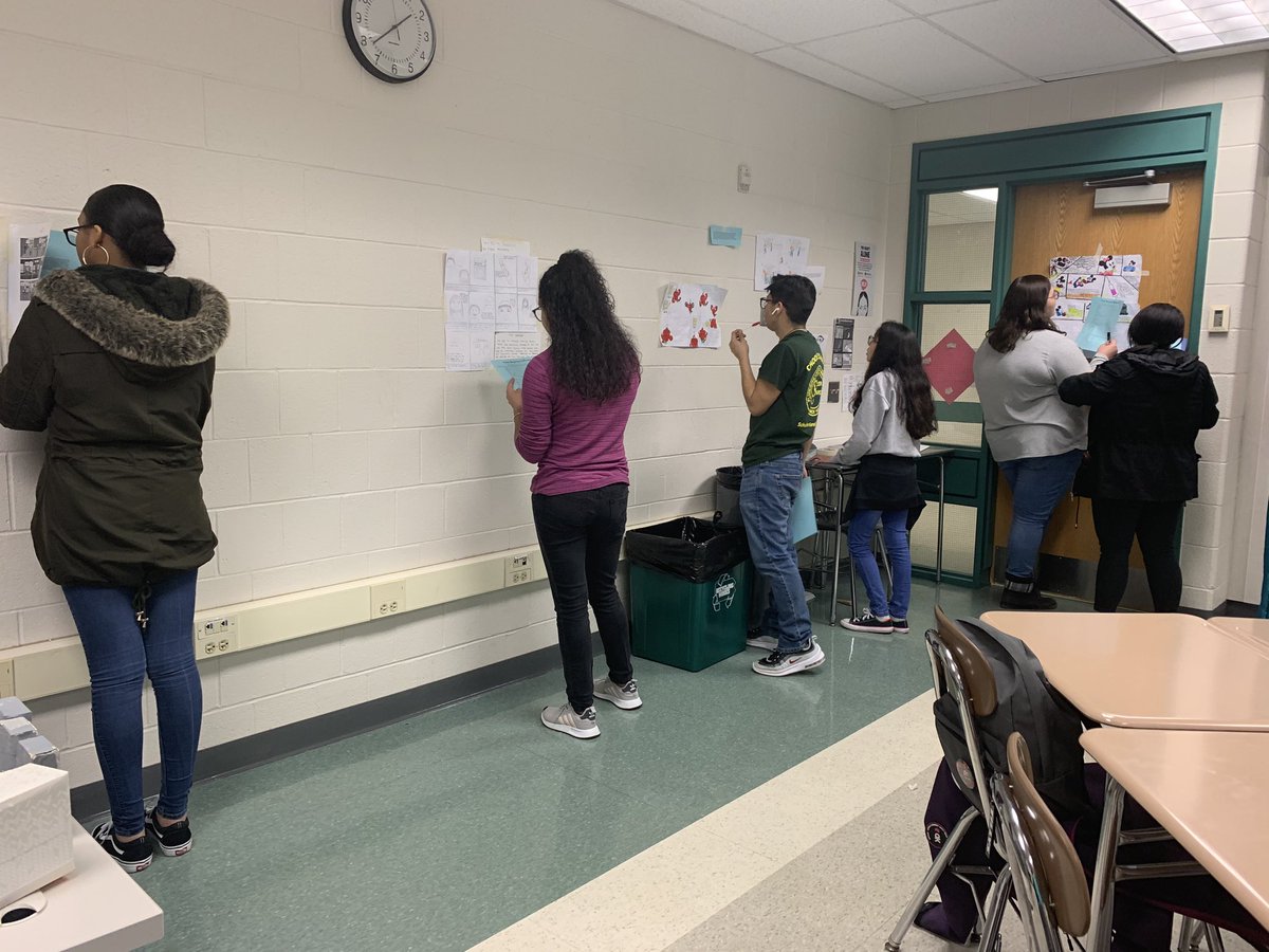 Students evaluating and collecting facts on their peer’s comic strips, that they created, for Drug and Alcohol Prevention among middle school students. #mylcti #lctiAC