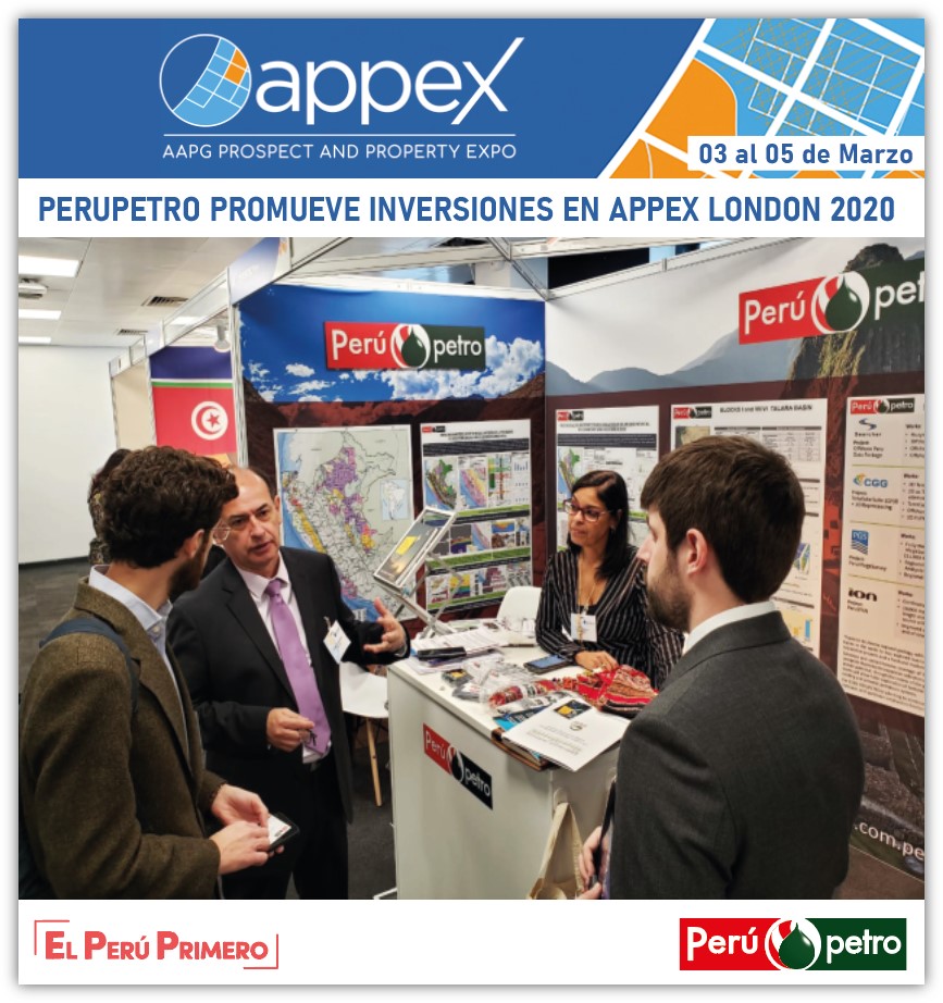 Perupetrosa's tweet photo. Perupetro promueve inversiones en APPEX LONDON 2020, evento internacional que congrega a inversionistas mundiales del sector petrolero. Se exponen las oportunidades de inversión que ofrece el Perú en materia de hidrocarburos. #Perupetro #Hidrocarburos #APPEX2020 https://t.co/wtR2DQFgTg