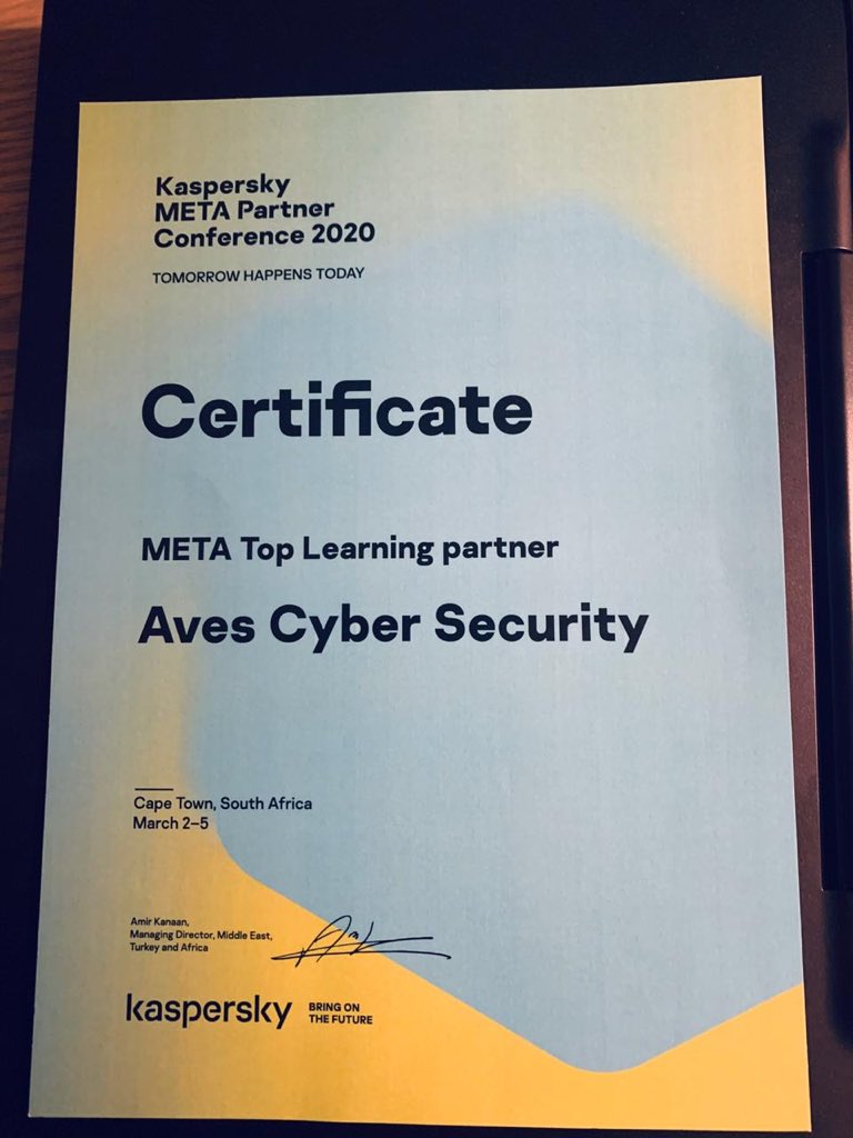 CharlU3ck's tweet photo. And South Africa’s A-Team takes🥇at the @kaspersky META Partner conference 2020. Lekker, man, lekker. #TheAWayIsTheOnlyWay #EnjoyTheJourney #ATeam @AVeSCyber #2020Vision https://t.co/RTFvKjvPAZ