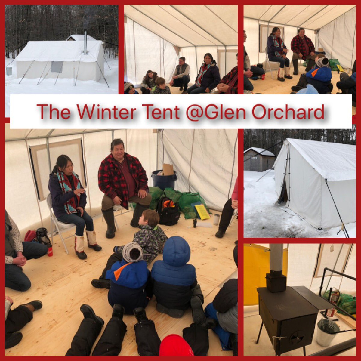 Fabulous first day of learning in the new Winter Tent. Nia:wen Elders Terry &amp; Lucia. Nia:wen <a href="/wahtamohawks/">Wahta Mohawks</a> for supporting #Indigenouslearning <a href="/GlenOrchardPS/">Glen Orchard PS</a> <a href="/TLDSB/">TLDSB</a> @tldsbdirector <a href="/davegolden1210/">Dave Golden</a>