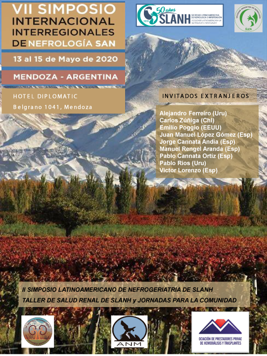 SocArgNefrologa's tweet photo. IIº SIMPOSIO LATINOAMERICANO DE NEFROGERIATRÍA DE SLANH
TALLER REGIONAL DE SALUD RENAL DE SLANH
JORNADAS NEFROLOGICAS PARA LA COMUNIDAD
Mendoza, 13 al 15 de Mayo de 2020
Más info ingresando en: https://t.co/AxnaaMB3wQ

También podés escribirnos a:
Info@slanh.net
san@san.org.ar https://t.co/Z5d0lK3peE