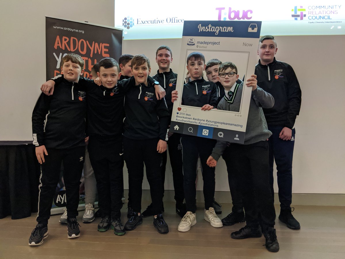 ayebelfast's tweet photo. What a night! Celebrating achievements of #Ardoyne #Monkstown boys of our #MADE19 programme at @TheMACBelfast with their families, @TrinityBelfast teachers Cllr Mark Cooper & of course the great team of @ayebelfast & @monkstownboxing #youthworkers & #youngleaders
#nbsgrp @NI_CRC https://t.co/DncxvK0UpP