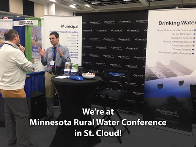 ApexEngGroup's tweet photo. Stop by booth 807/809 and see us, today! #MNRW #CleanWater #Wastewater https://t.co/tnBW6hMWnx