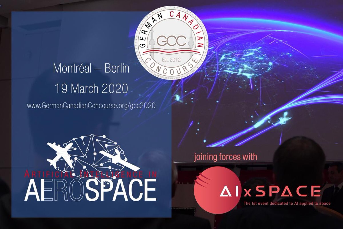 GerCanConcourse's tweet photo. We are very thrilled to join forces with @AIxSPACE_ca, an initiative of @euroconsultEC and @innovitech_mtl, in preparation of the #GCC2020 on 19 March discussing #ArtificialIntelligence in #Aerospace. https://t.co/bXQvYdmesm https://t.co/ZLyCHMeI8P