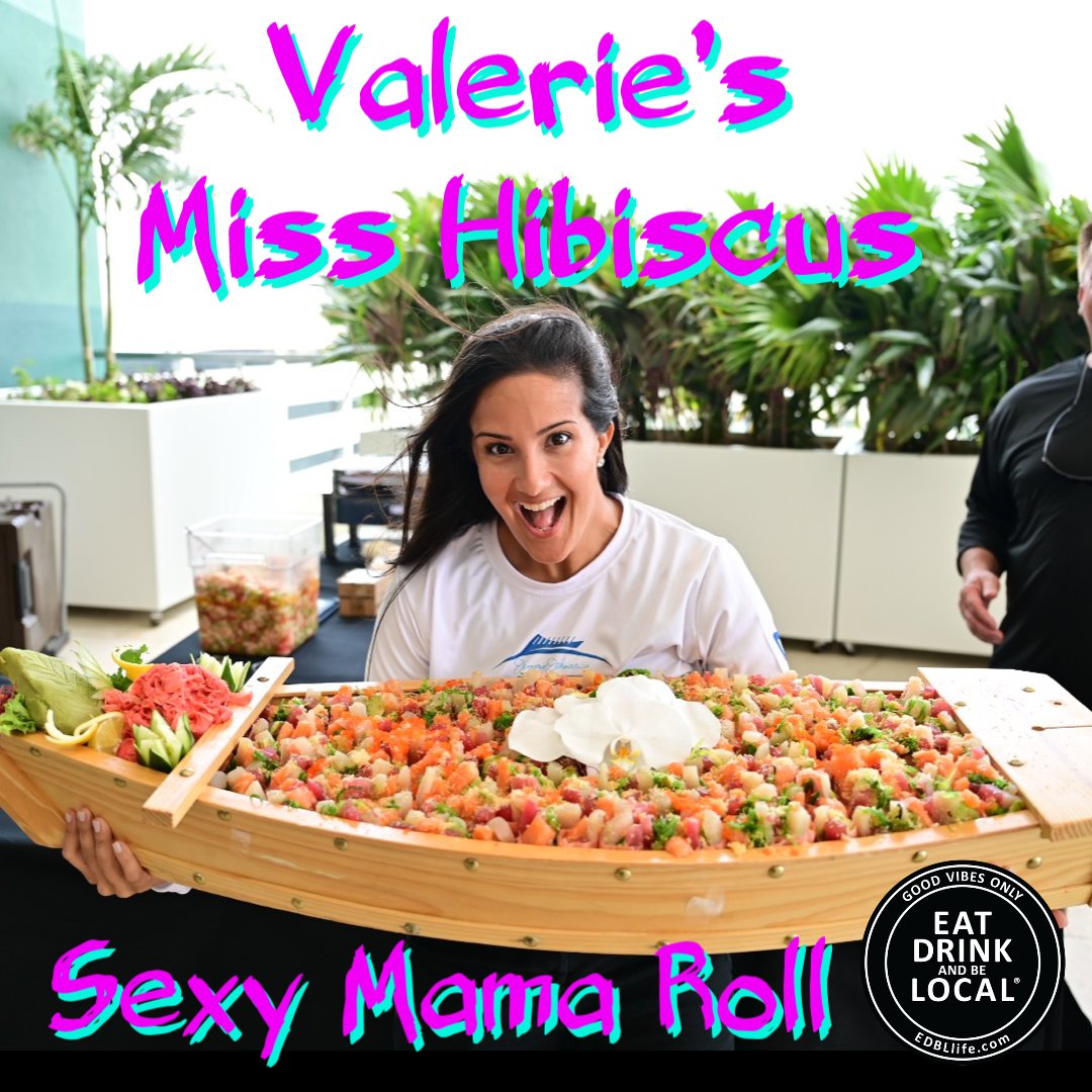 BeLocalOnTheGo's tweet photo. Our favorite 
Sexy Mama 
Has her own sushi roll 

#cometopapa 
#eatdrinkandbelocal 
@papasrawbar 

Valerie’s Miss Hibiscus 
#sexymama roll https://t.co/GzZun8nuPX