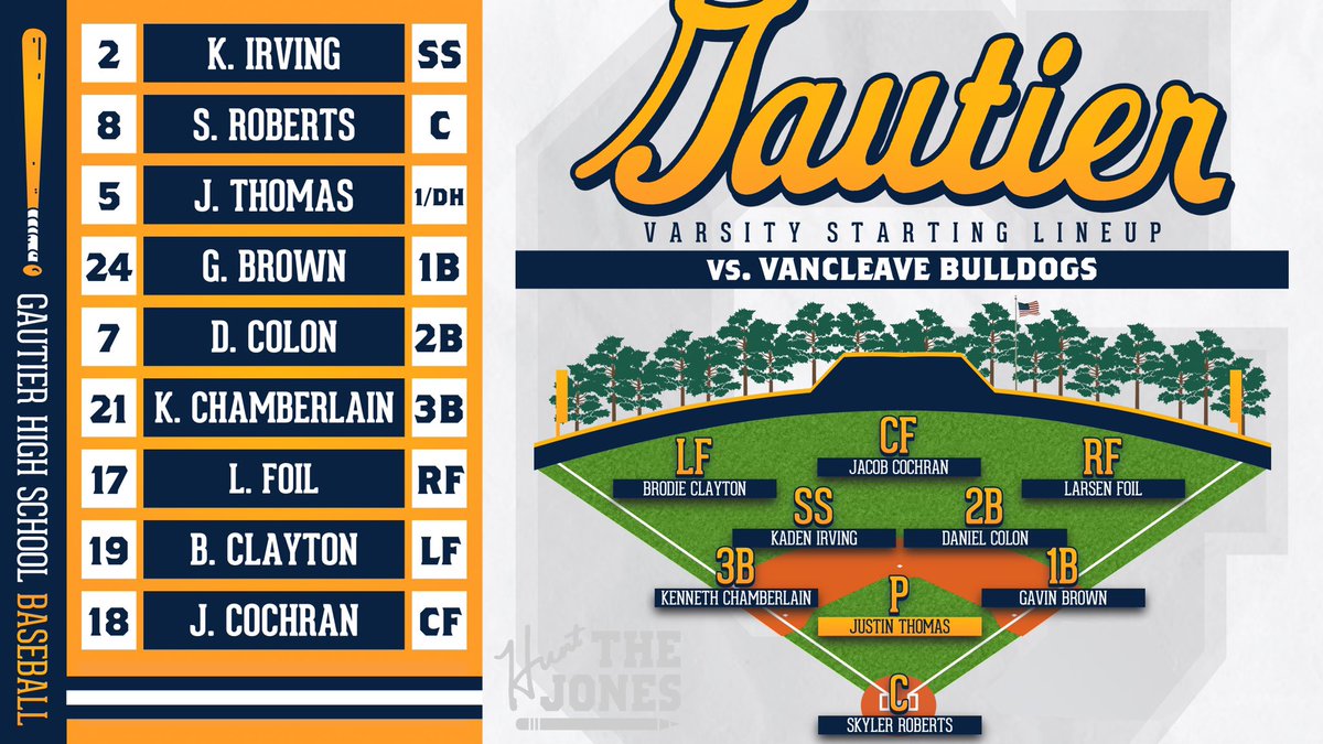 Varsity Game and JV Game have swapped time with caution to potential wet weather later tonight!

Varsity will start at 5! Here’s your #GatorBoys starting lineup against Vancleave!

#GautierBSB #PackThePark