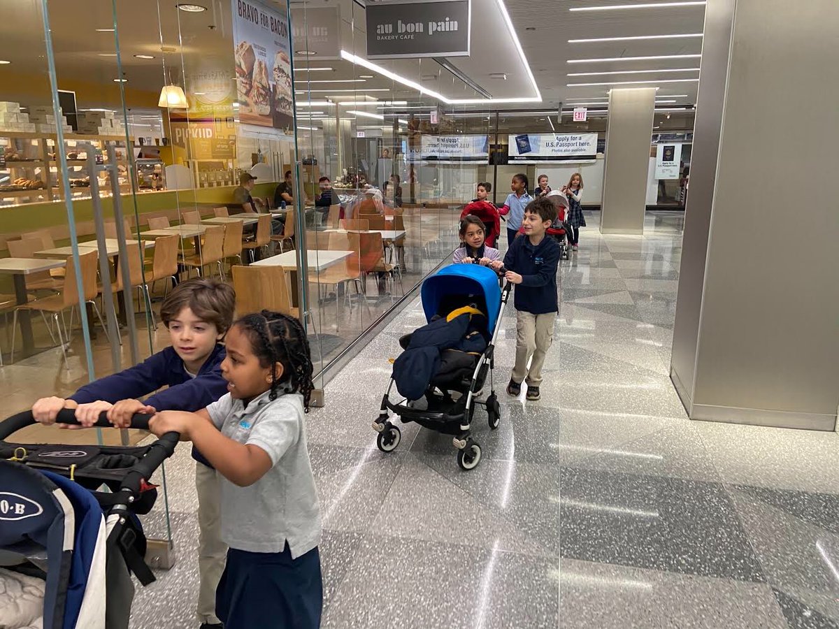 Today first graders @GWAcademyChi navigated the pedway with strollers as part of our inquiry into how spaces and systems within an environment hinder or help people experience the world. #accessibleliving
