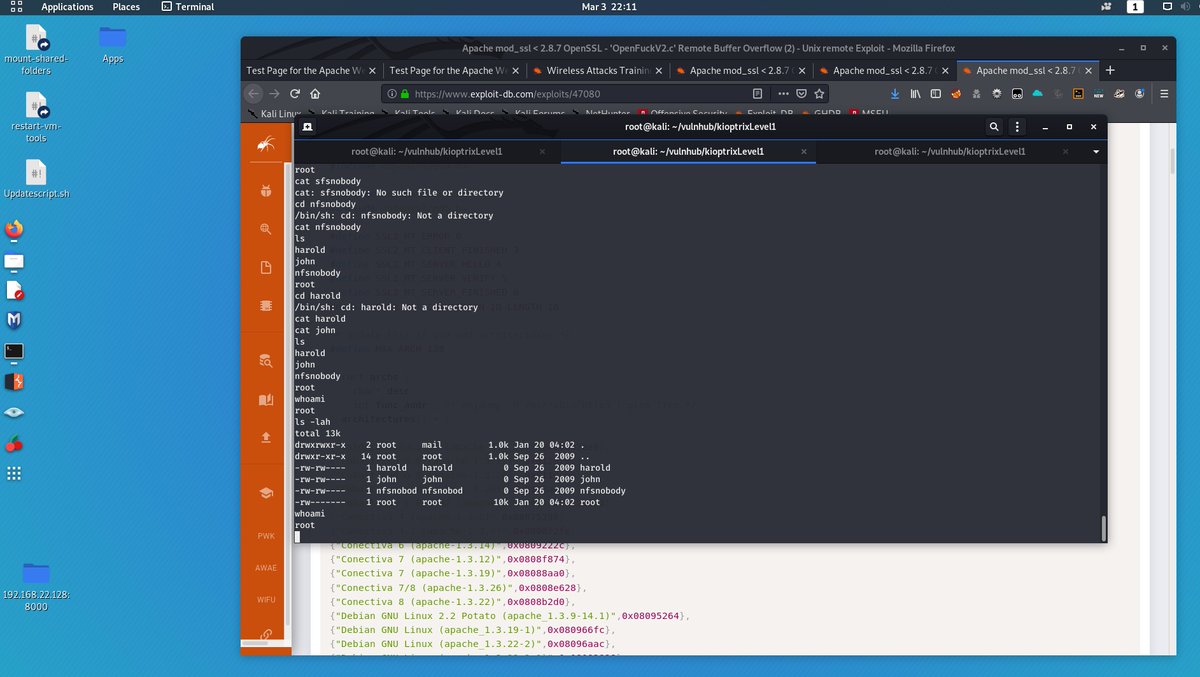 Born2LBuilt2W's tweet image. #RoadtoOSCP  Rooted Kioptrix L1 Tonight Thank you @thecybermentor @TJ_Null For the Resources  Next Up Kioptrix L2