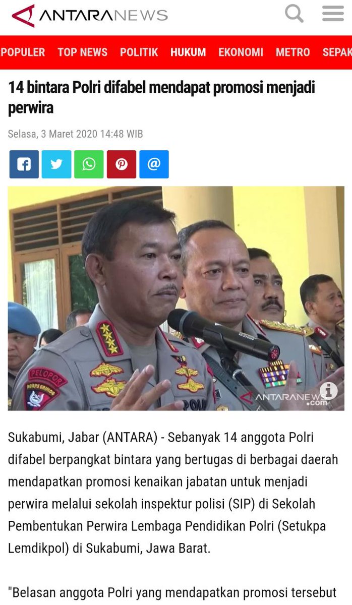 MPoldasultra's tweet photo. #PolriAgenPerubahan  14 Bintara Polisi difabel mendapat promosi menjadi perwira https://t.co/rvHGzNXnCw