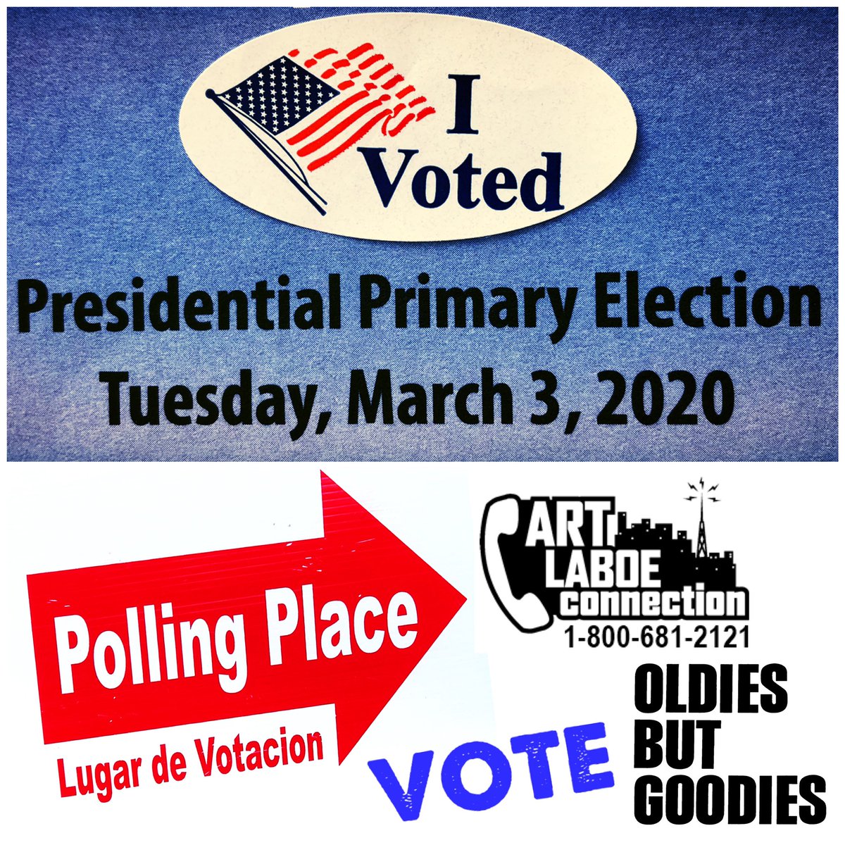 ArtLaboe's tweet photo. #SuperTuesday Vote today! Still time to vote in the election! Cast your ballot in the Primary! And tonight, vote for the #Oldies @YourLoveZone 9pm-Mid your #pollingplace for #OldSchool and #OldiesButGoodies 1-800-681-2121
#ArtLaboe #LoveZone #keepgoodmusicalive #yourright VOTE! https://t.co/Lb5Lb89TV8