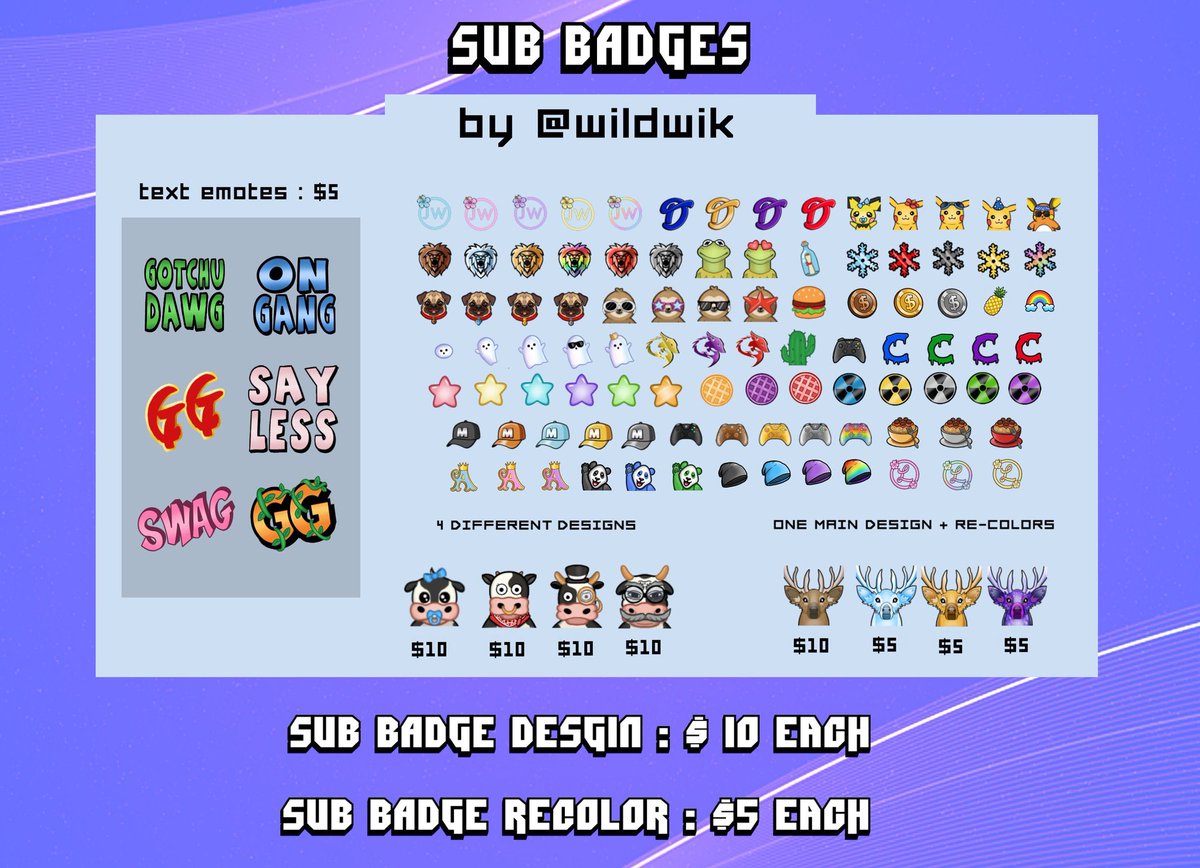 wildwik's tweet image. 🌟 updated pricing +conditions on twitch emotes &amp;amp; sub badges 🌟

i work fast so my commissions are usually open! dm for orders or any questions!
