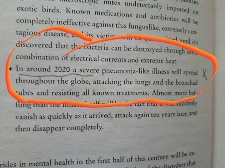 RolyKeates's tweet photo. Has anyone read The Eyes of Darkness by Dean Koontz?

Talks about a virus from Wuhan province.

A striking resemblance to the Coronavirus #CoronaVirusUpdate #omg 
#Coronavius @deankoontz https://t.co/aguzfzchBD