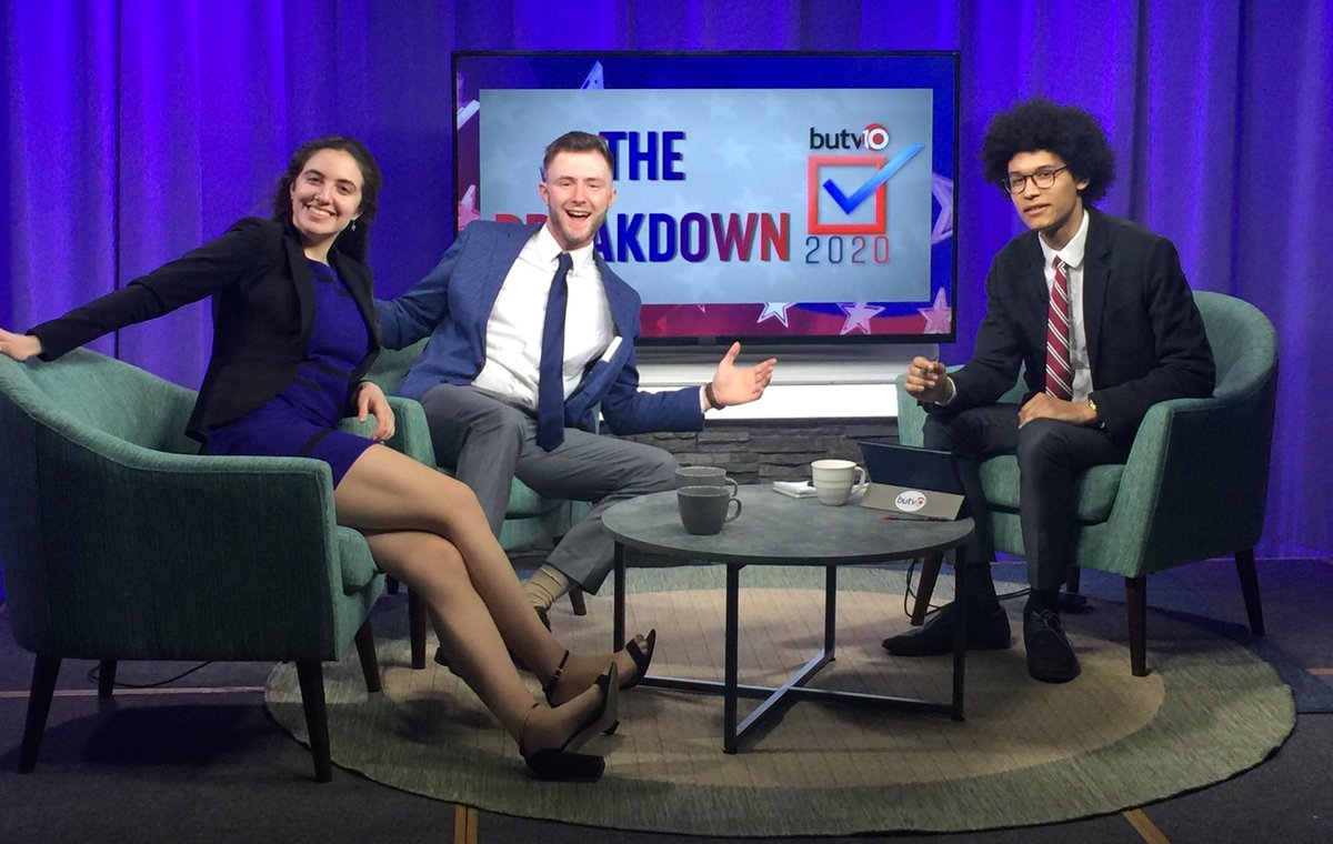 butv10's tweet photo. NOW: #BUTV10's student panelists breakdown the latest Massachusetts polling numbers and their national and local impact #PrimaryFocus https://t.co/vjbLGQRfte