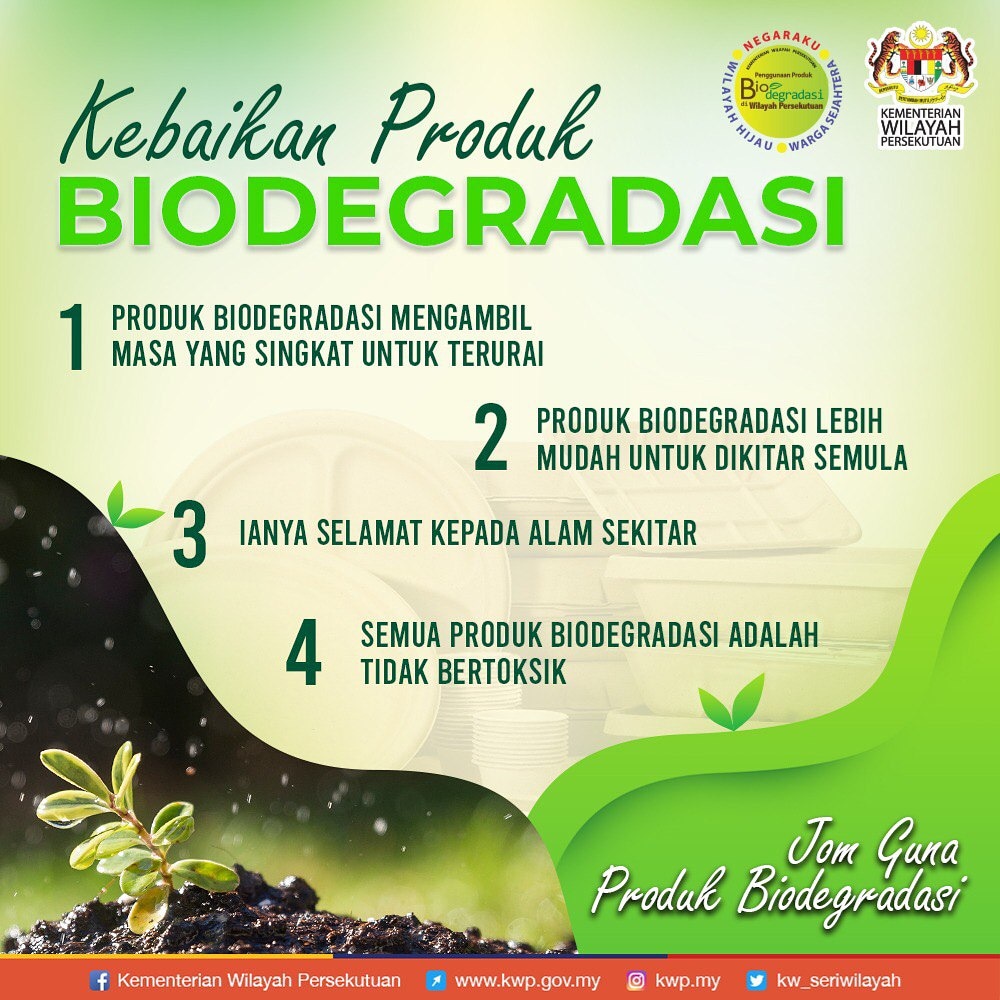 kwp_my's tweet photo. 4 kebaikan produk biodegradasi.
#KWPMalaysia #WilayahTV #BringYourOwnBag #BYOB #SayNoToPlastic #BringYourOwnBeg #WilayahPeduliHarapanDipenuhi #BringYourOwnContainer https://t.co/eWmJOF3Axr